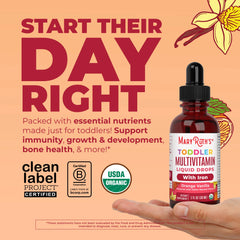 Organic Toddler Multivitamin Liquid Drops With Iron