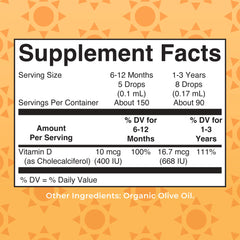 Infant & Toddler Vitamin D3 Organic Liquid Drops