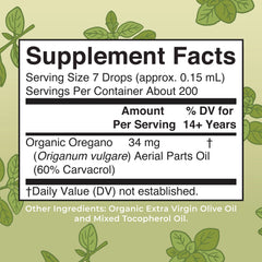 Organic Oil of Oregano Liquid Drops